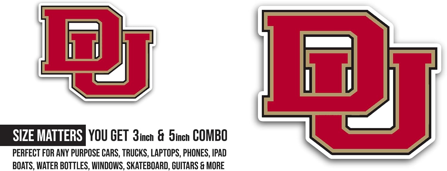 2 (Pieces) 3" and 5" University of D3nver Sticker, Waterproof Vinyl Decals for Many Purpose Like Cars, Trucks, Laptops, Phones, Windows and More