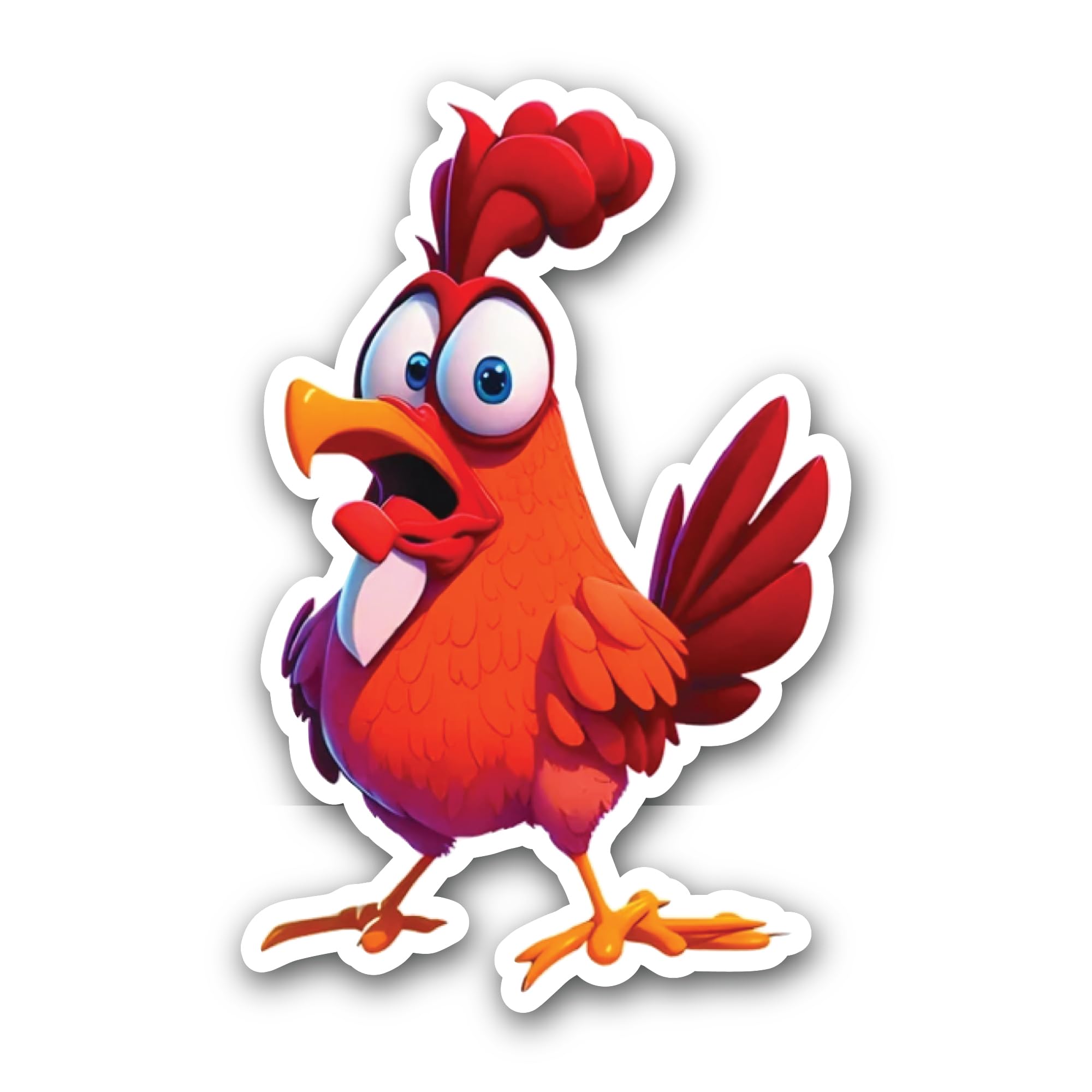 2 (Pieces) 3" and 5" Cartoon Rooster Sticker, Waterproof Vinyl Decals for Many Purpose Like Cars, Tr