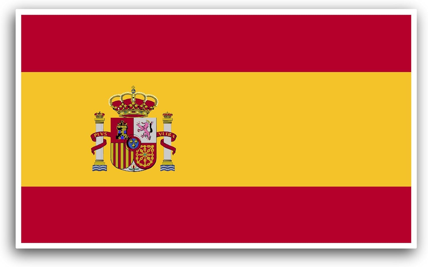 2 (Pieces) 3" and 5" Spain Flag Sticker, Waterproof Vinyl Decals for Many Purpose Like Cars, Trucks, Laptops, Phones, Windows and More