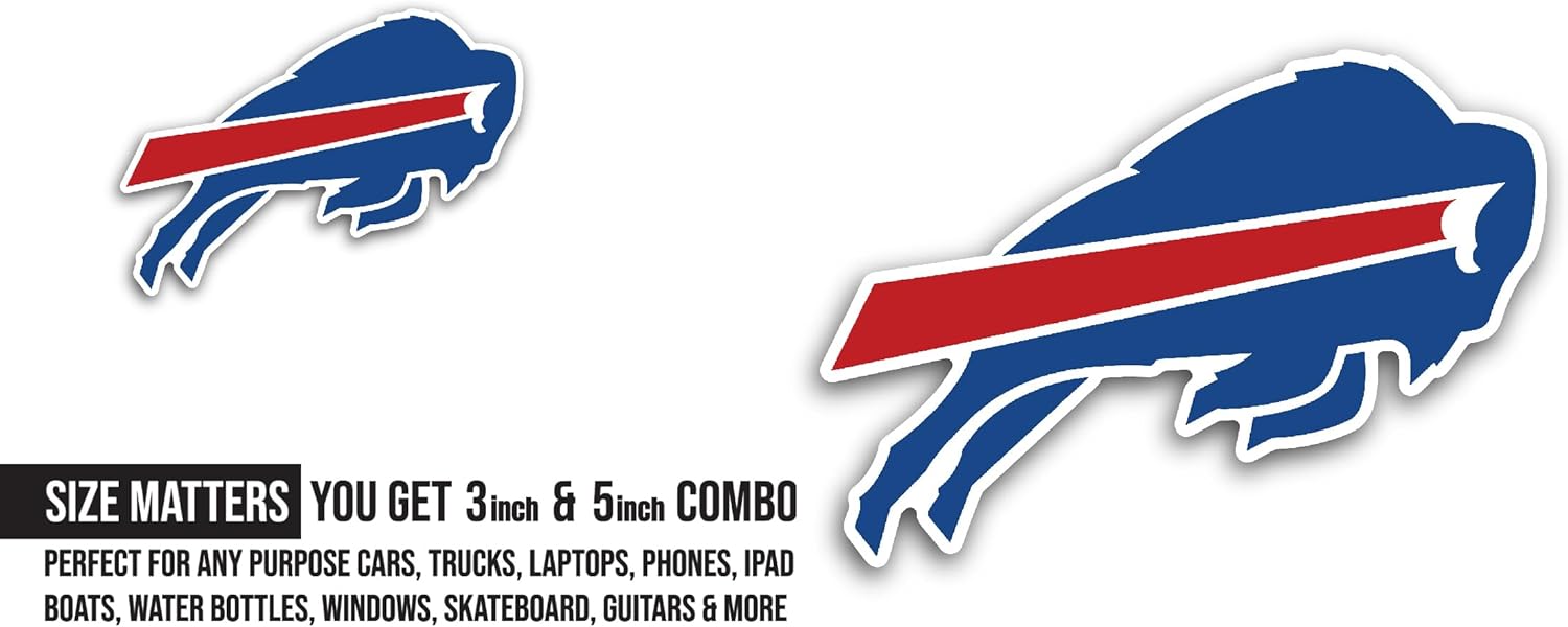 2 (Pieces) 3" and 5" Buffal0 Bills Decal Sticker, Waterproof Vinyl Decals for Many Purpose Like Cars, Trucks, Laptops, Phones, Windows and More