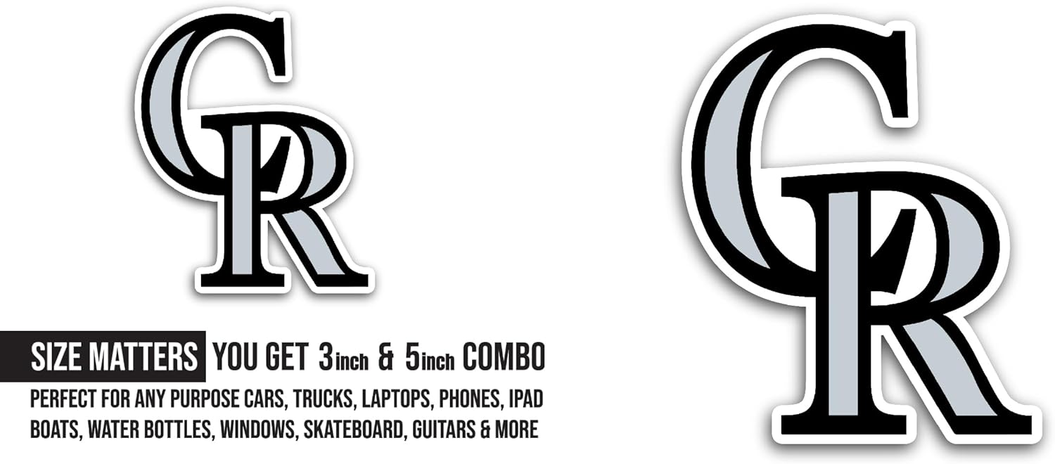2 (Pieces) 3" and 5" C0lorado Rockies Sticker, Waterproof Vinyl Decals for Many Purpose Like Cars, Trucks, Laptops, Phones, Windows and More