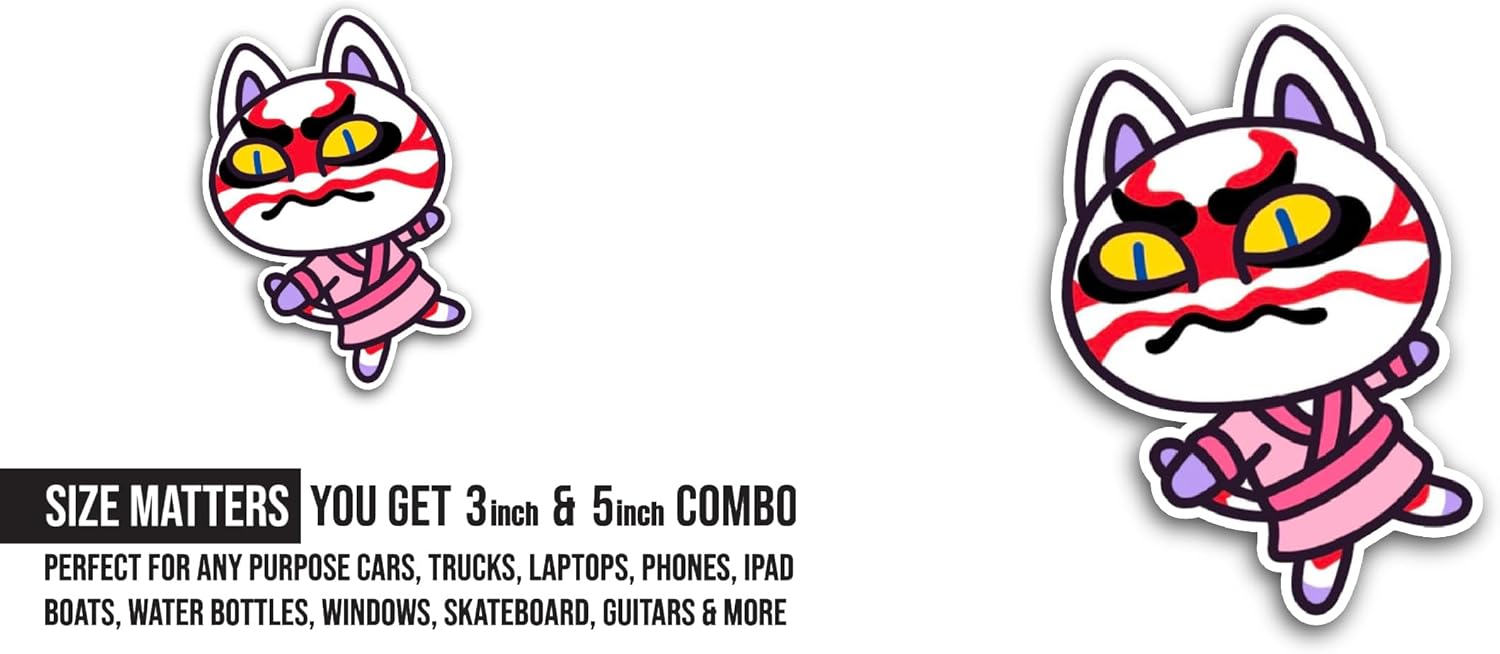 2 (Pieces) 3" and 5" Kabuk1 Character Sticker, Waterproof Vinyl Decals for Many Purpose Like Cars, Trucks, Laptops, Phones, Windows and More