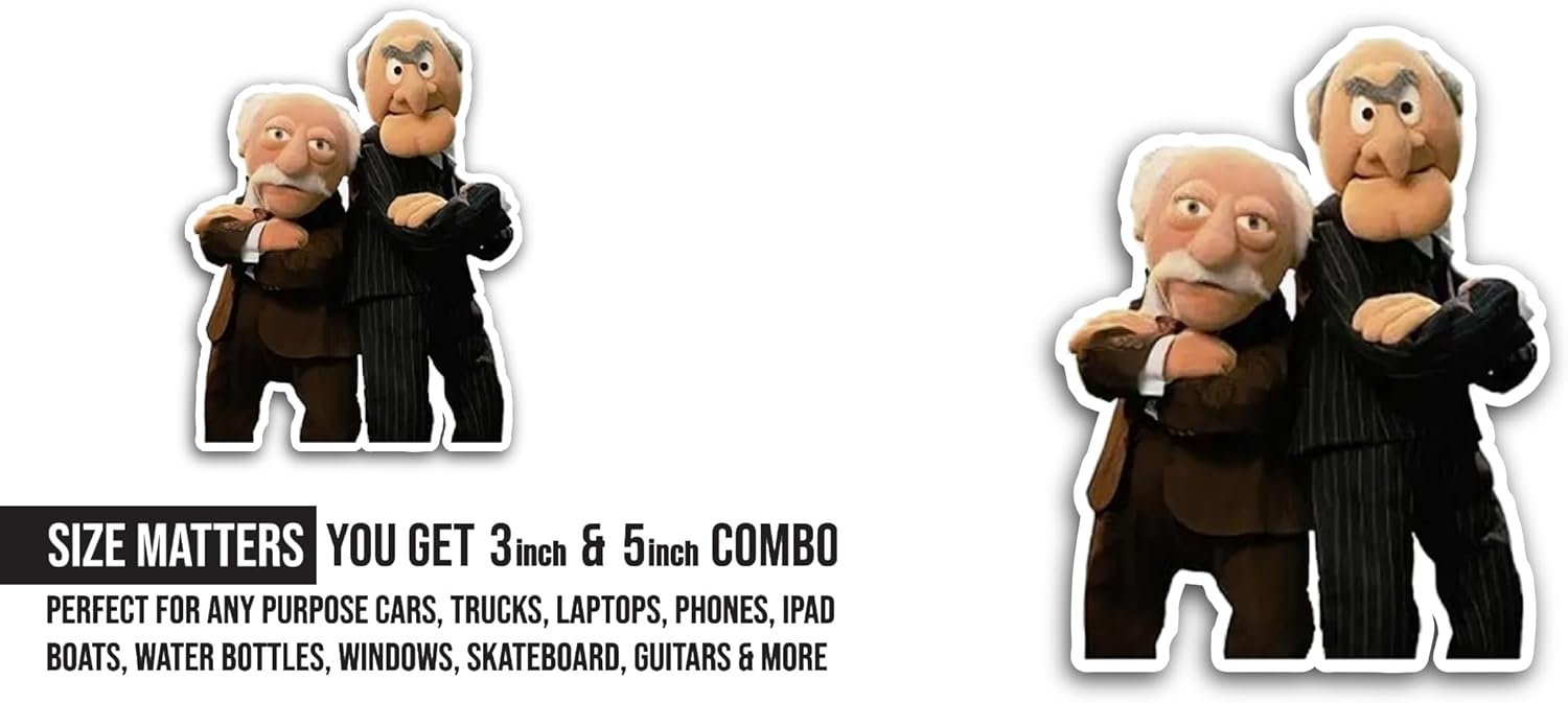2 (Pieces) 3" and 5" Statler and Wald0rf Sticker, Waterproof Vinyl Decals for Many Purpose Like Cars, Trucks, Laptops, Phones, Windows and More