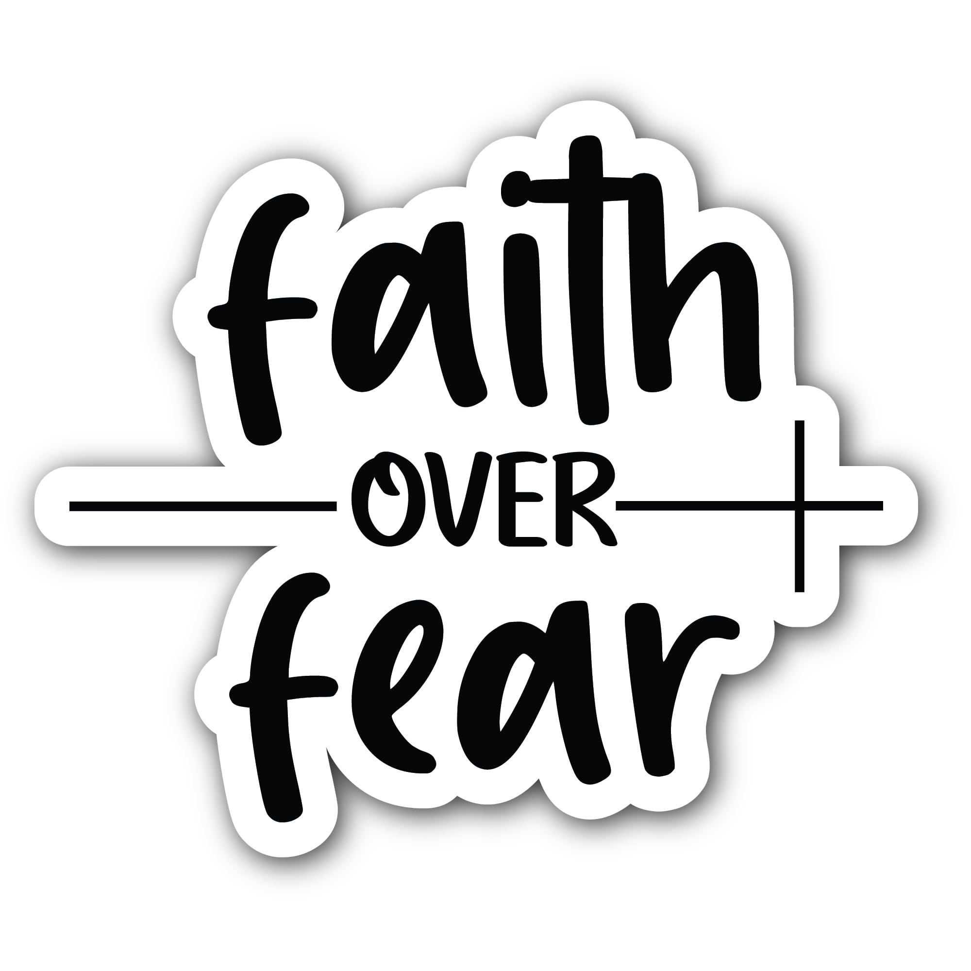2 (Pieces) 3" and 5" Faith Over Fear Sticker, Waterproof Vinyl Decals for Many Purpose Like Cars, Tr