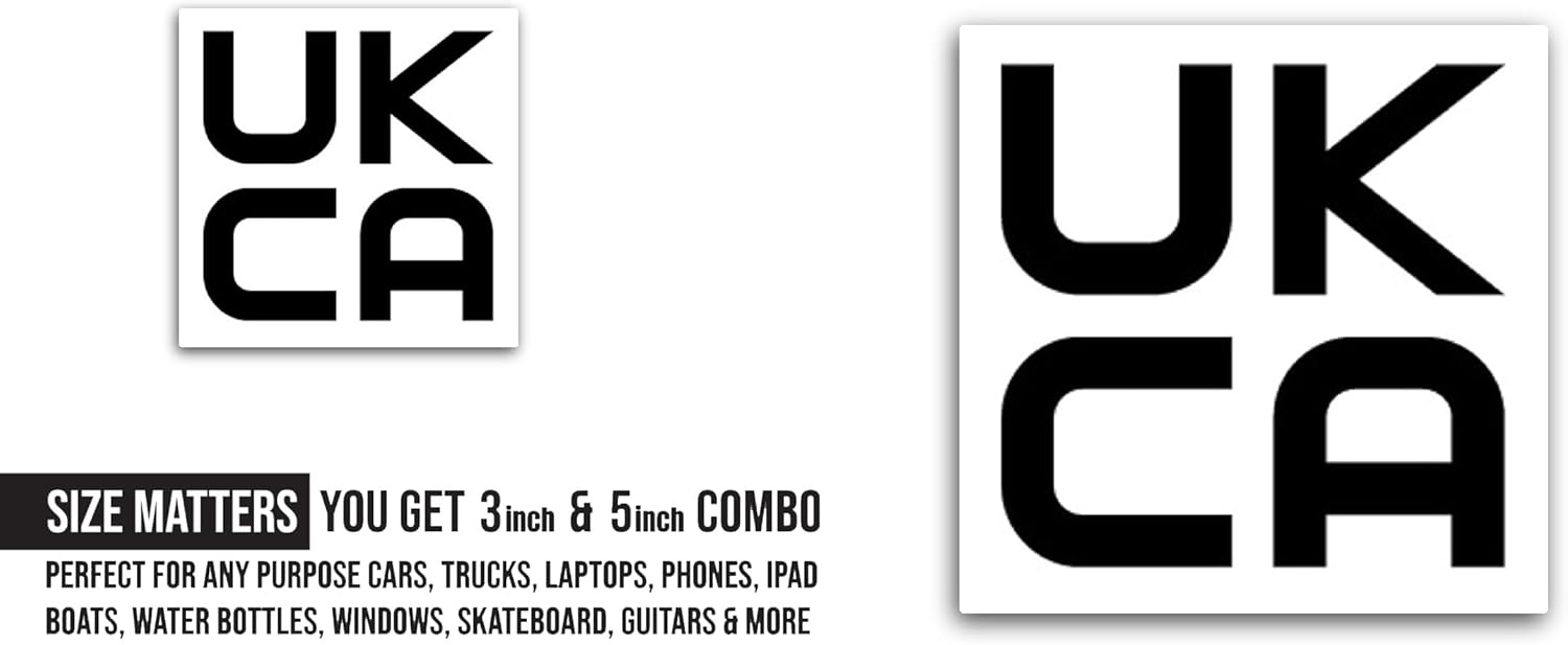 2 (Pieces) 3" and 5" UKCA Sticker, Waterproof Vinyl Decals for Many Purpose Like Cars, Trucks, Laptops, Phones, Windows and More