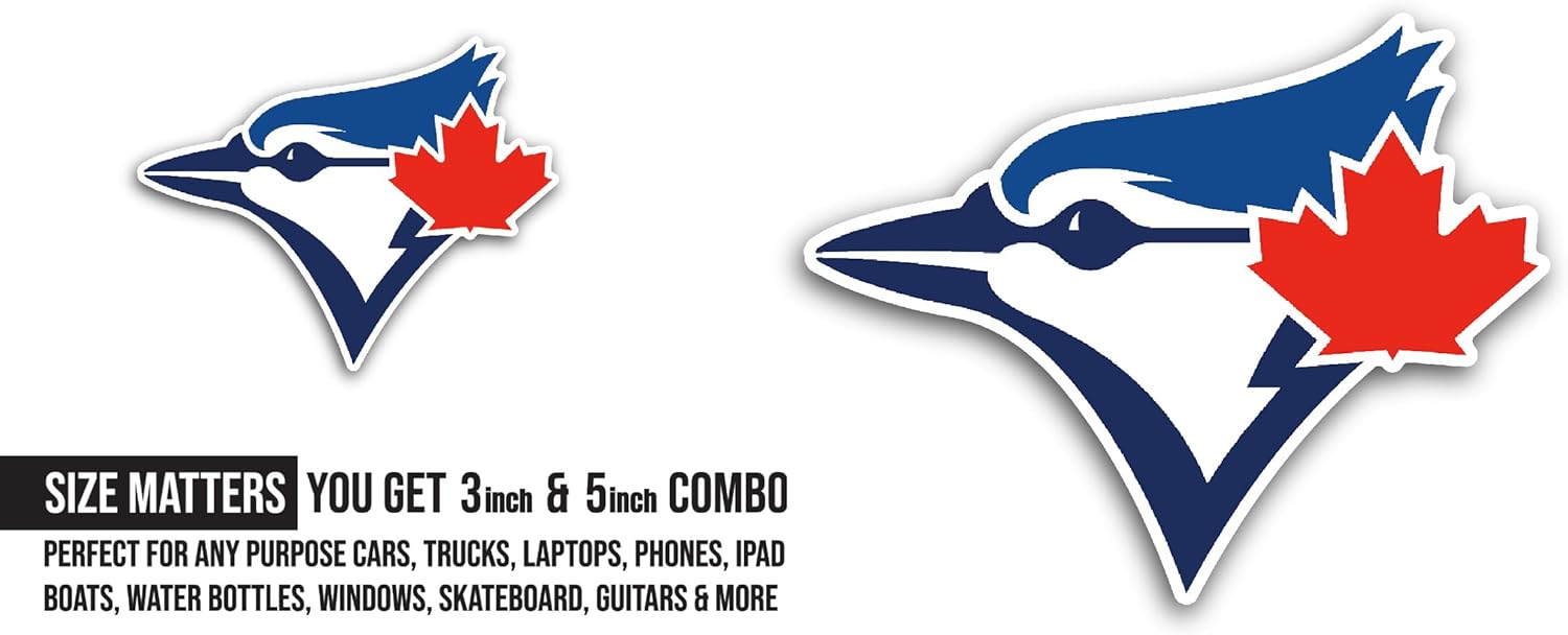 2 (Pieces) 3" and 5" Blu3 Jays Sticker, Waterproof Vinyl Decals for Many Purpose Like Cars, Trucks, Laptops, Phones, Windows and More