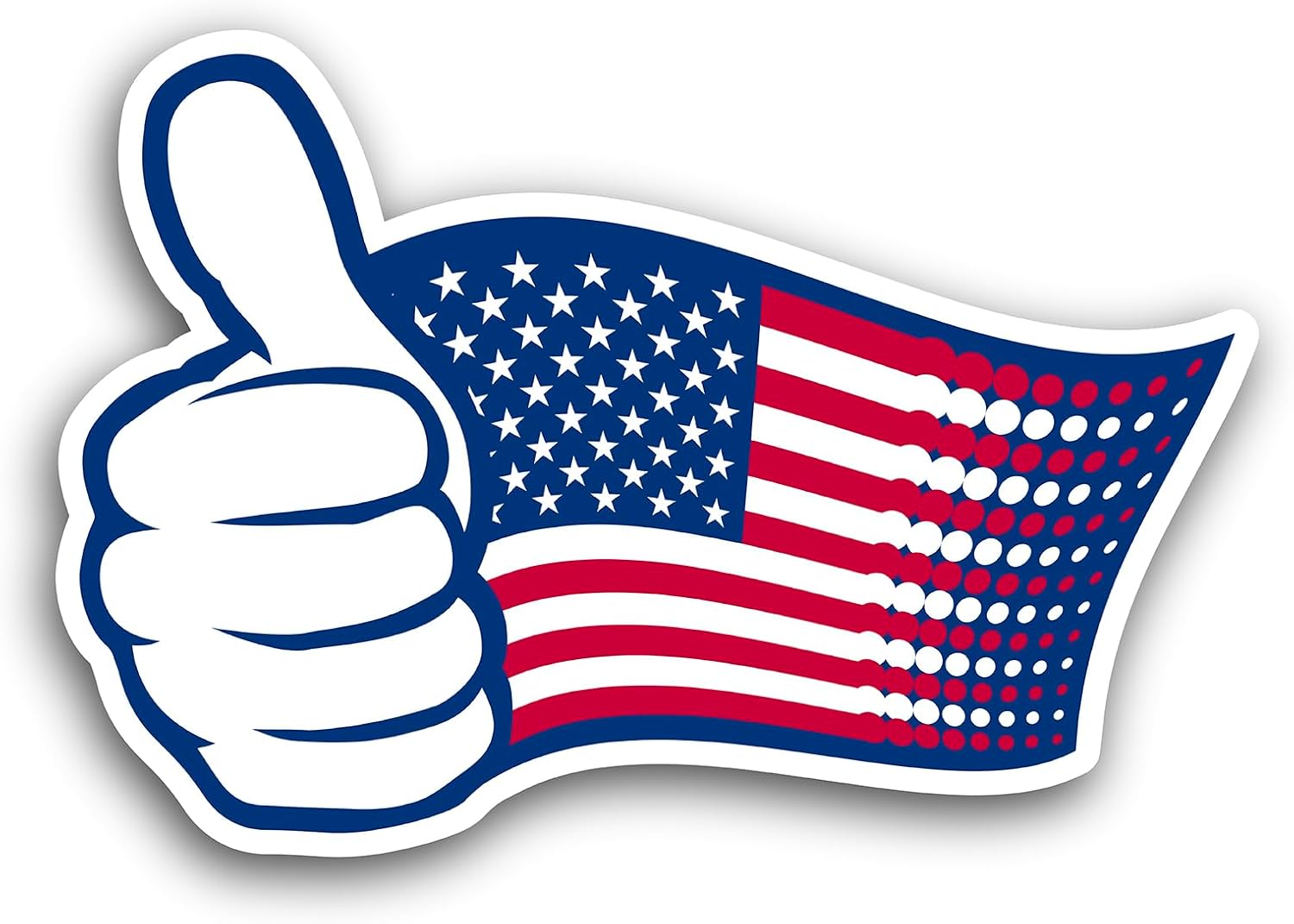 2 (Pieces) 3" and 5" USA Thumbs UP Sticker, Waterproof Vinyl Decals for Many Purpose Like Cars, Trucks, Laptops, Phones, Windows and More