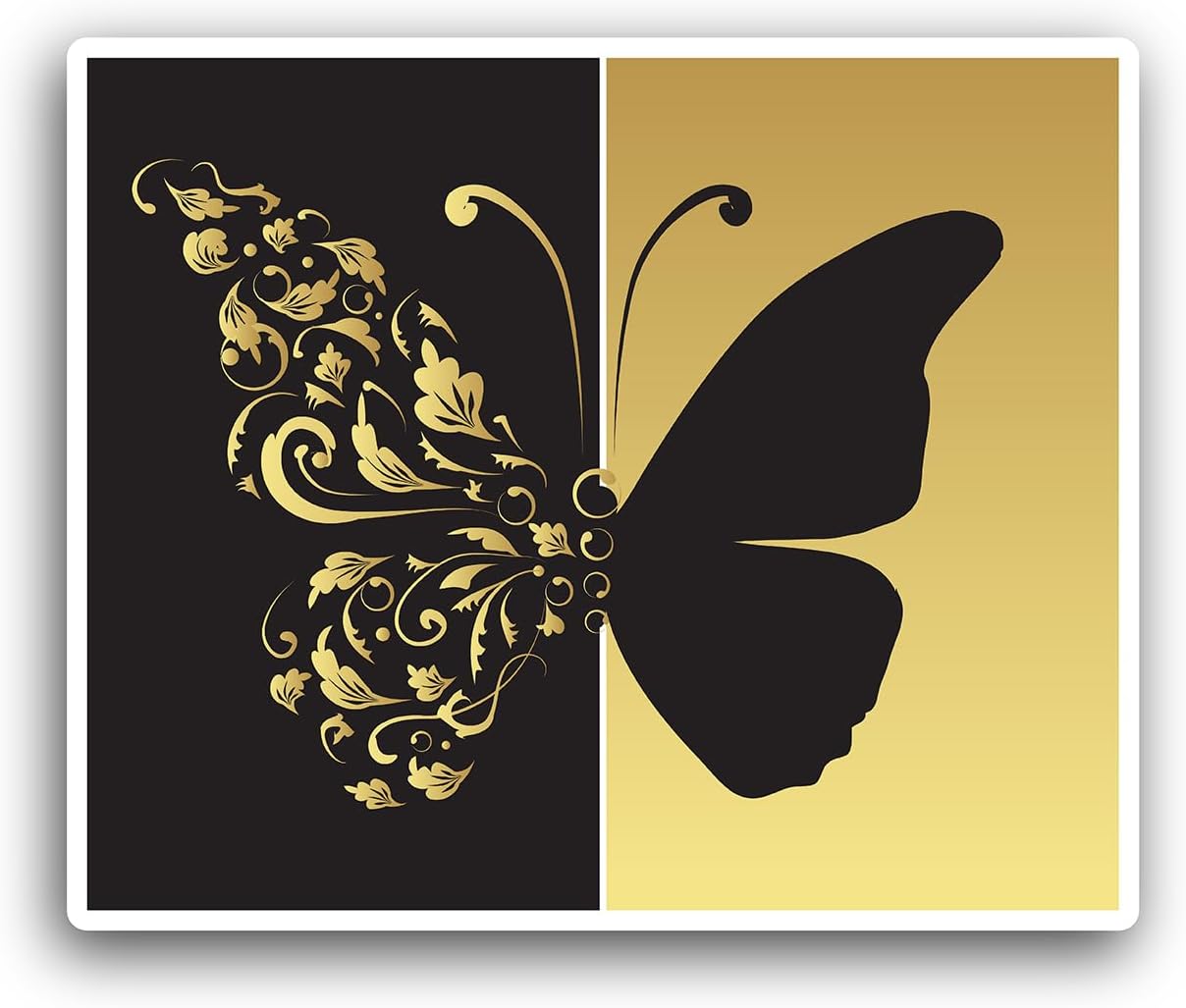 2 (Pieces) 3" and 5" Gold Glitter Butterfly Sticker, Waterproof Vinyl Decals for Many Purpose Like Cars, Trucks, Laptops, Phones, Windows and More