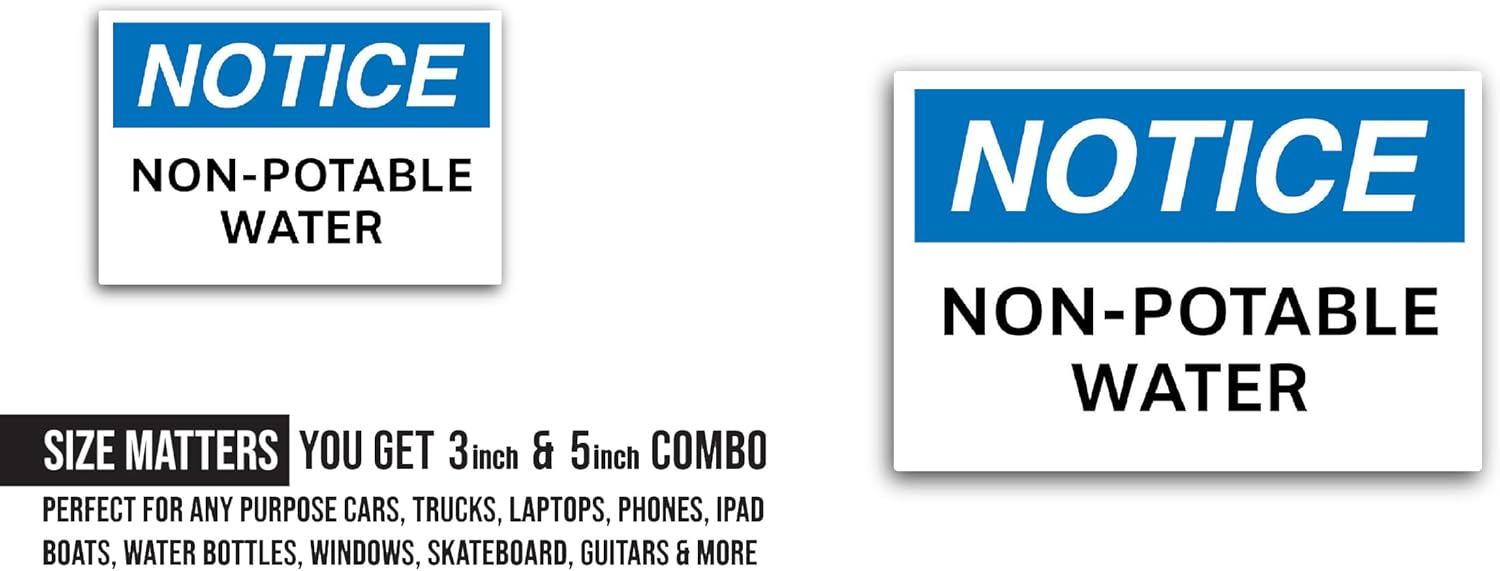 2 (Pieces) 3" and 5" N0n-Potable Water Sticker, Waterproof Vinyl Decals for Many Purpose Like Cars, Trucks, Laptops, Phones, Windows and More