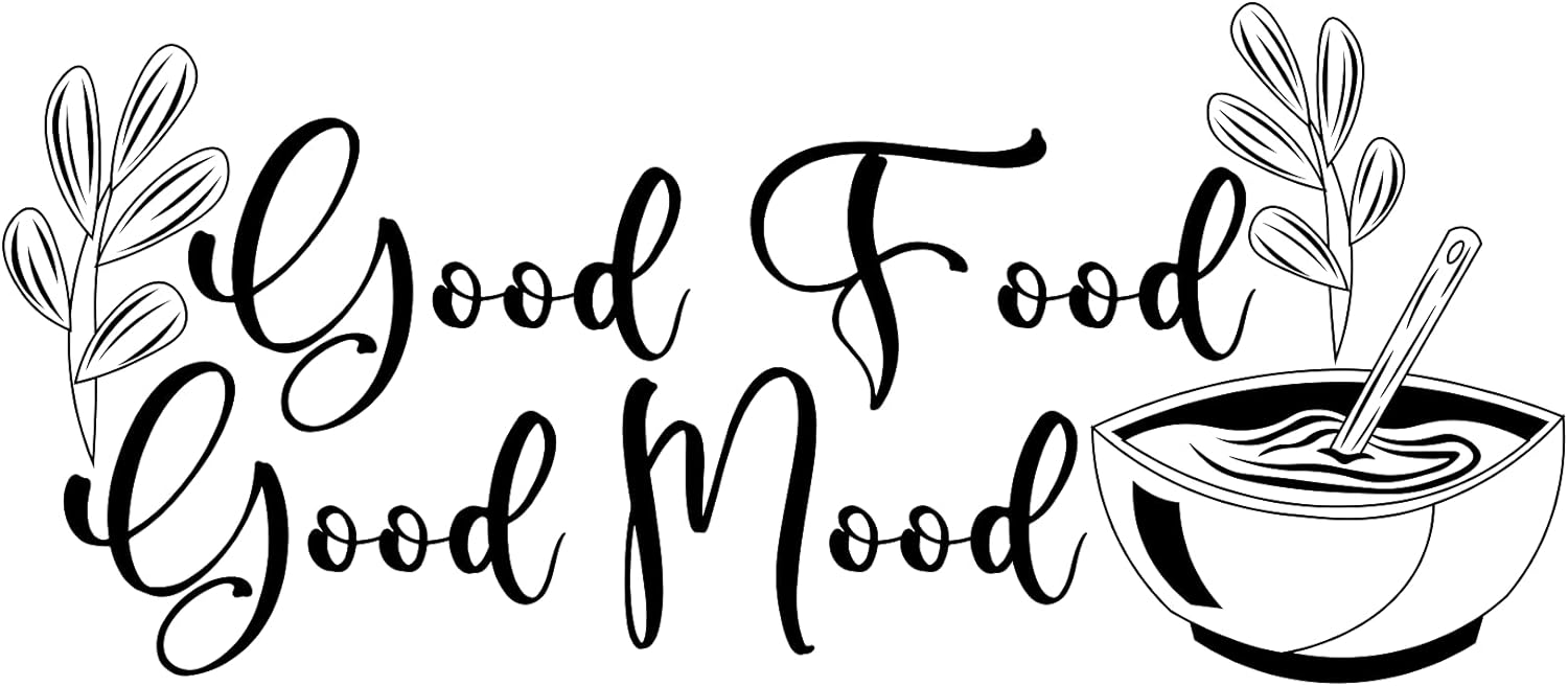 Inspirational Quote Good Food Good Mood Cup in Leaf Motivational Sticker Vinyl Decal Motivation Stickers- 5" Vinyl Sticker Waterproof