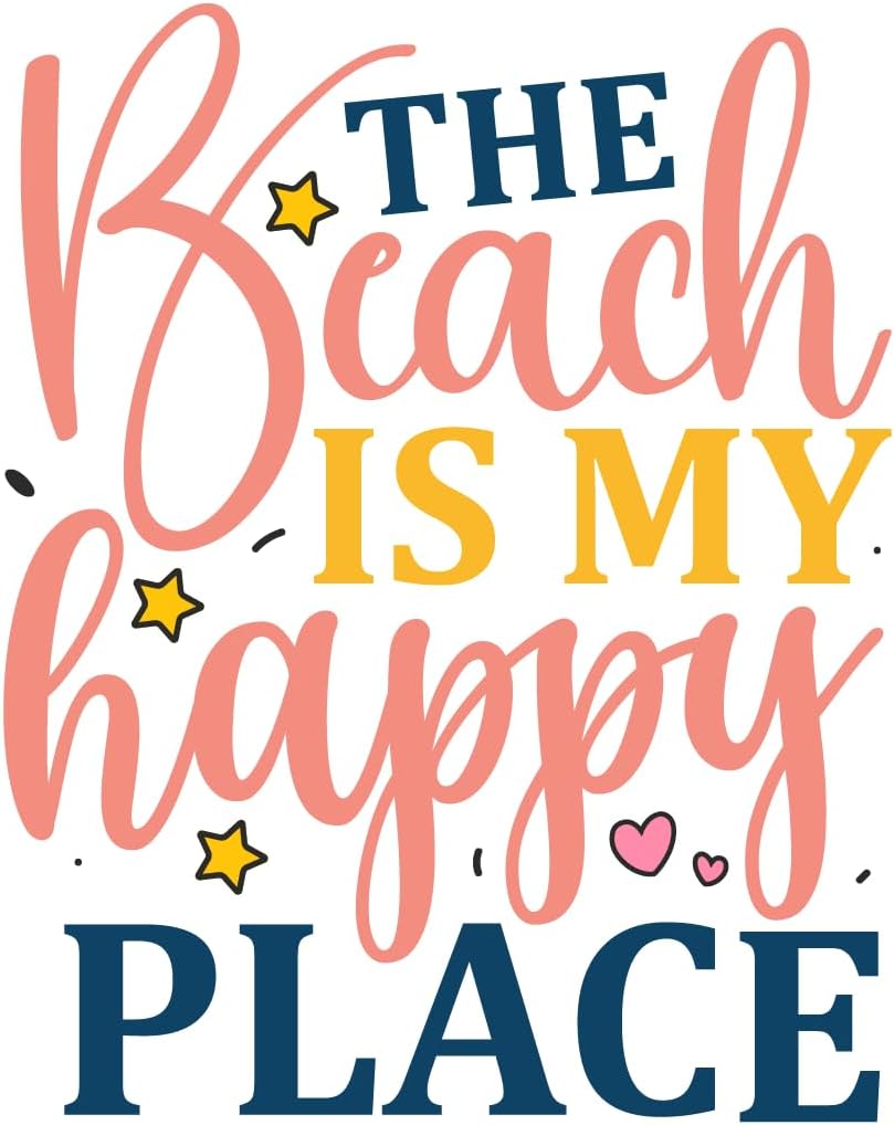 Inspirational Quote "The Beach is My Happy Place" Motivational Sticker Vinyl Decal Motivation Stickers- 5" Vinyl Sticker Waterproof