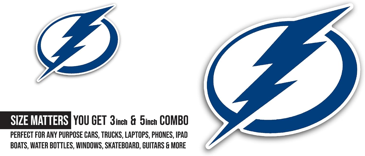 2 (Pieces) 3" and 5" Tampa Bay Lightn1ng Sticker, Waterproof Vinyl Decals for Many Purpose Like Cars, Trucks, Laptops, Phones, Windows and More
