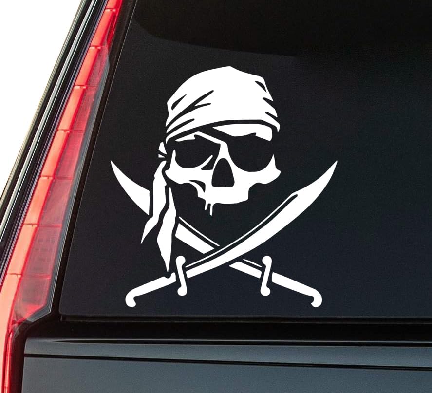 Pirate Window Vinyl Decal Sticker 6" (White), Waterproof Vinyl Decals for Many Purpose Like Cars, Trucks, Laptops, Phones, Windows and More (Copy)