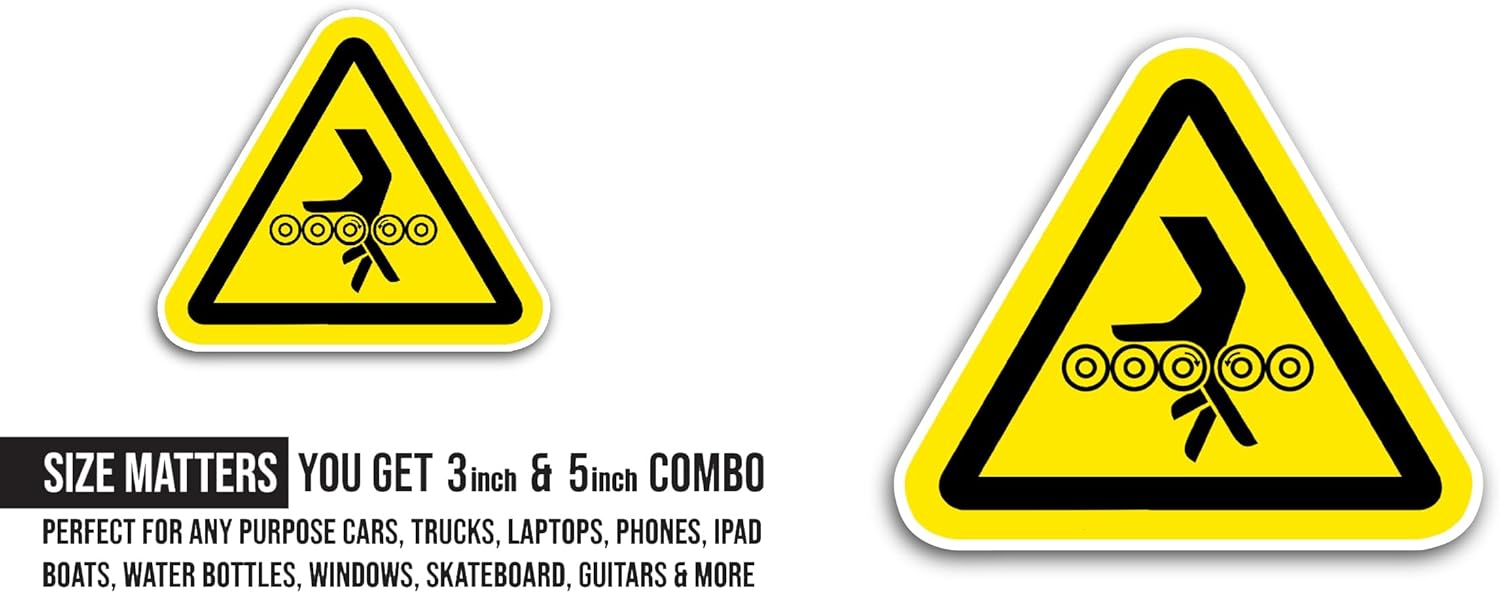 2 (Pieces) 3" and 5" Hand Entanglement Rollers Symbol Sign Sticker, Waterproof Vinyl Decals for Many Purpose Like Cars, Trucks, Laptops, Phones, Windows and More