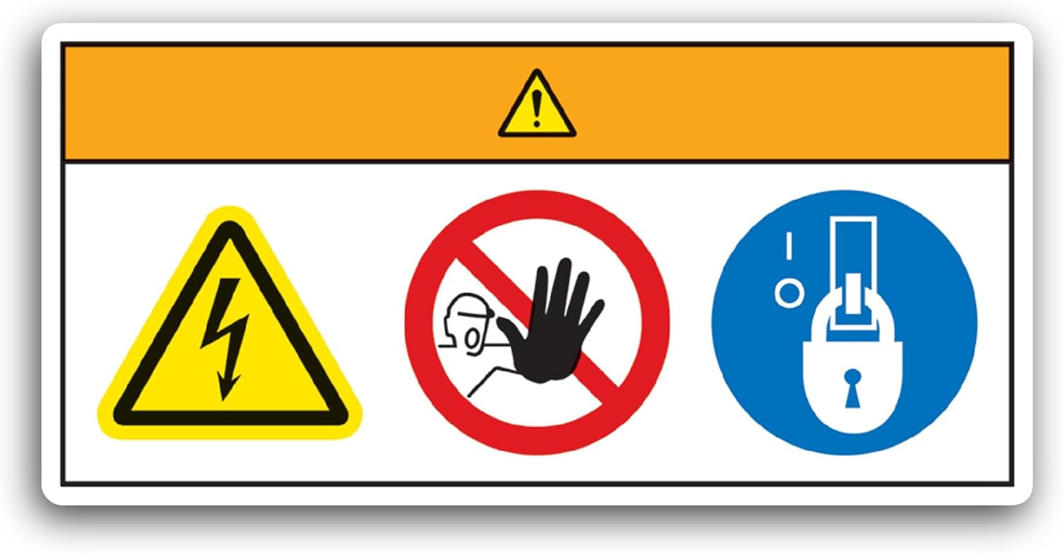 2 (Pieces) 3" and 5" Caution Crush Hazard Symbol Sign Sticker, Waterproof Vinyl Decals for Many Purpose Like Cars, Trucks, Laptops, Phones, Windows and More