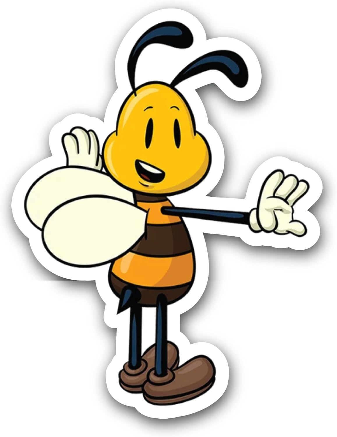 2 (Pieces) 3" and 5" Happy Cute Bee Sticker, Waterproof Vinyl Decals for Many Purpose Like Cars, Trucks, Laptops, Phones, Windows and More