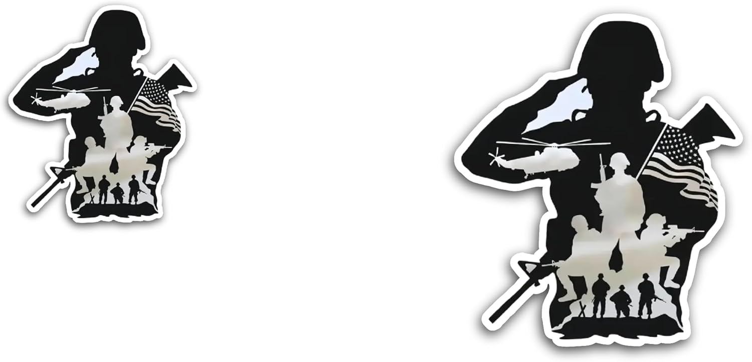 2 (Pieces) 3" and 5" American Soldiers Sticker, Waterproof Vinyl Decals for Many Purpose Like Cars, Trucks, Laptops, Phones, Windows and More