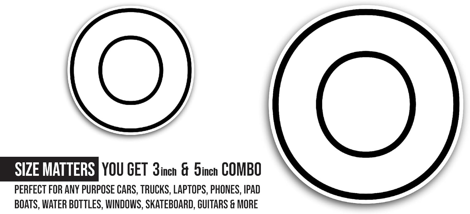 2 (Pieces) 3" and 5" Letter O Sticker, Waterproof Vinyl Decals for Many Purpose Like Cars, Trucks, Laptops, Phones, Windows and More