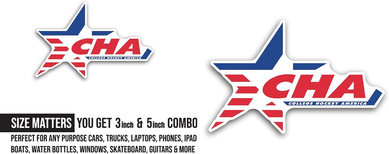 2 (Pieces) 3" and 5" College H0ckey America Sticker, Waterproof Vinyl Decals for Many Purpose Like Cars, Trucks, Laptops, Phones, Windows and More