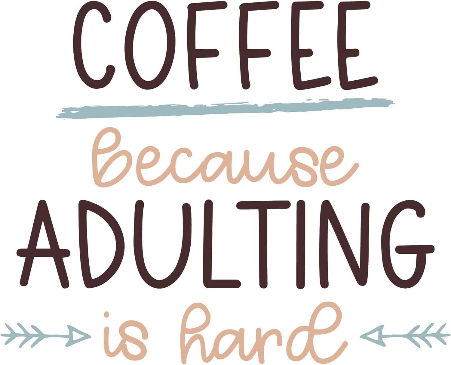Inspirational Quote "Coffee Because Adulting is Hard" Motivational Sticker Vinyl Decal Motivation Stickers- 5" Vinyl Sticker Waterproof