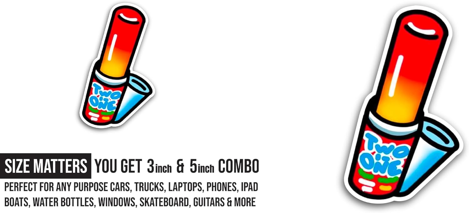 2 (Pieces) 3" and 5" Red Popsicle Sticker, Waterproof Vinyl Decals for Many Purpose Like Cars, Trucks, Laptops, Phones, Windows and More