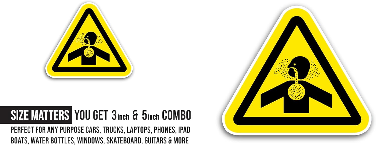 2 (Pieces) 3" and 5" Toxic Gases Asphyxiation Symbol Sticker, Waterproof Vinyl Decals for Many Purpose Like Cars, Trucks, Laptops, Phones, Windows and More