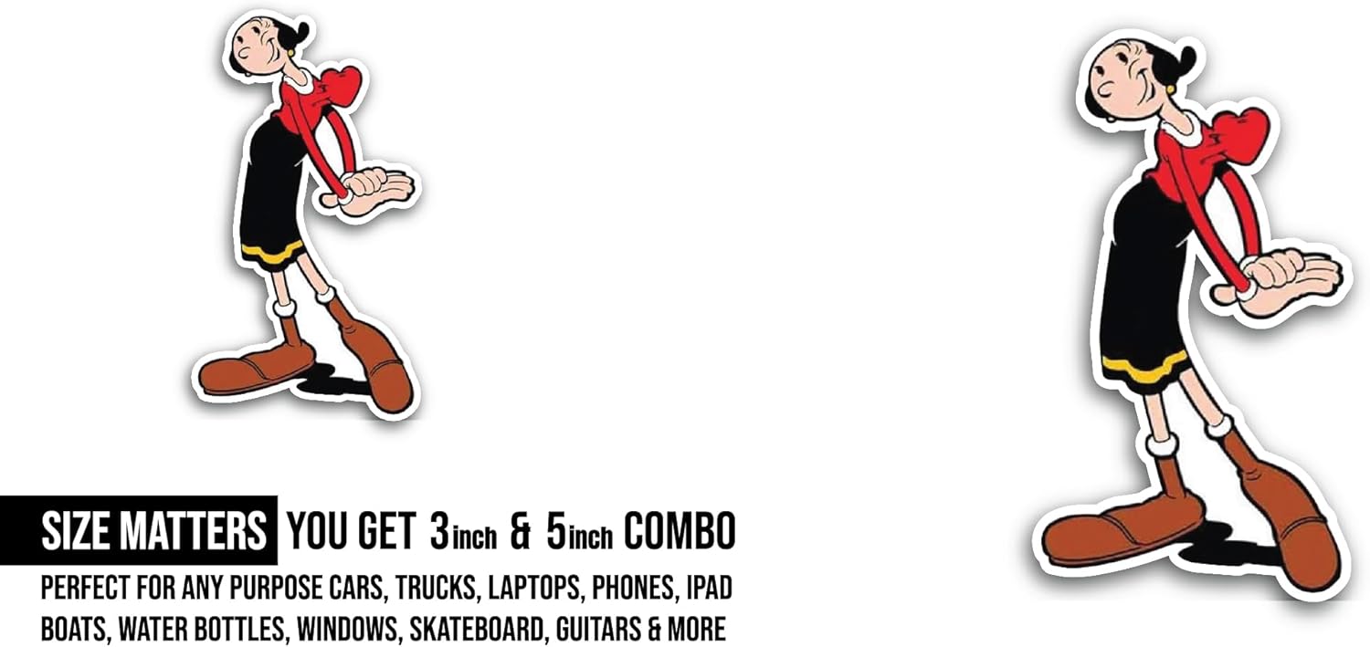 2 (Pieces) 3" and 5" Happy Cartoon Character Sticker, Waterproof Vinyl Decals for Many Purpose Like Cars, Trucks, Laptops, Phones, Windows and More