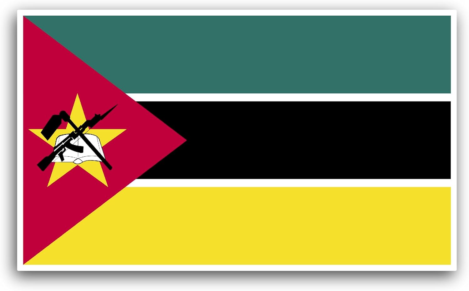 2 (Pieces) 3" and 5" Mozambique Flag Sticker, Waterproof Vinyl Decals for Many Purpose Like Cars, Trucks, Laptops, Phones, Windows and More