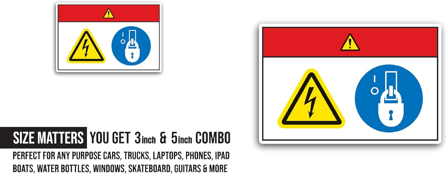 2 (Pieces) 3" and 5" Safety Sign Sticker, Waterproof Vinyl Decals for Many Purpose Like Cars, Trucks, Laptops, Phones, Windows and More