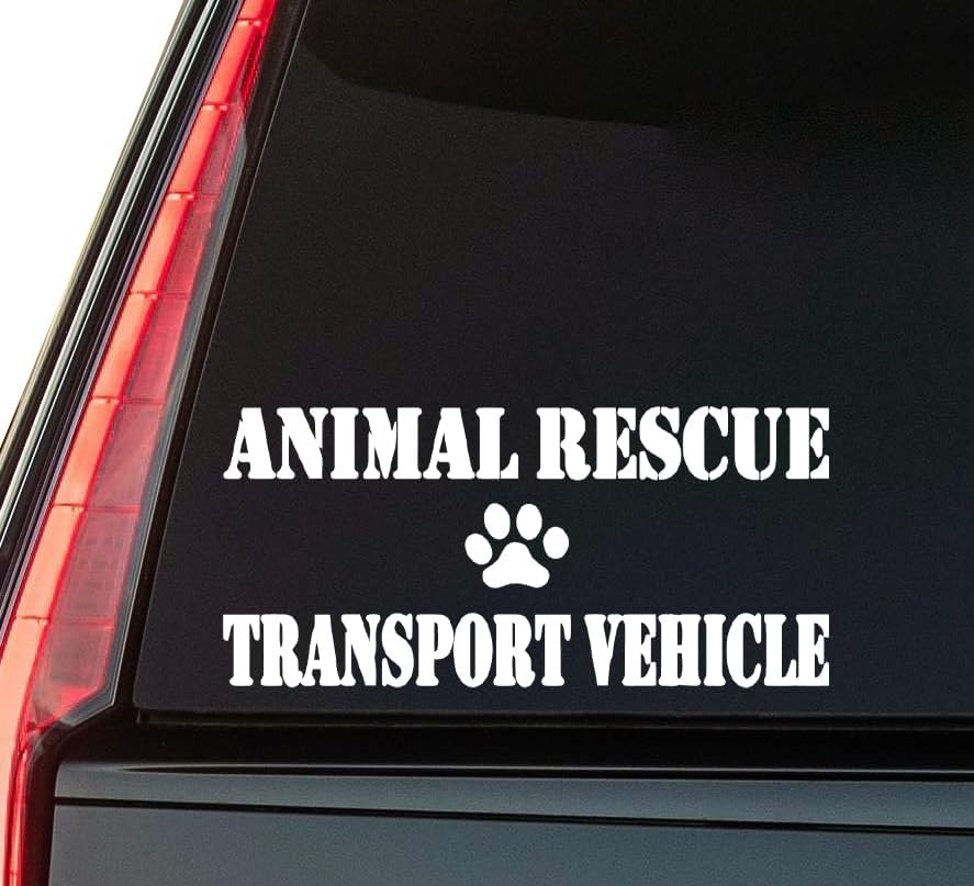Animal Rescue Window Vinyl Decal Sticker 6" (White), Waterproof Vinyl Decals for Many Purpose Like Cars, Trucks, Laptops, Phones, Windows and More