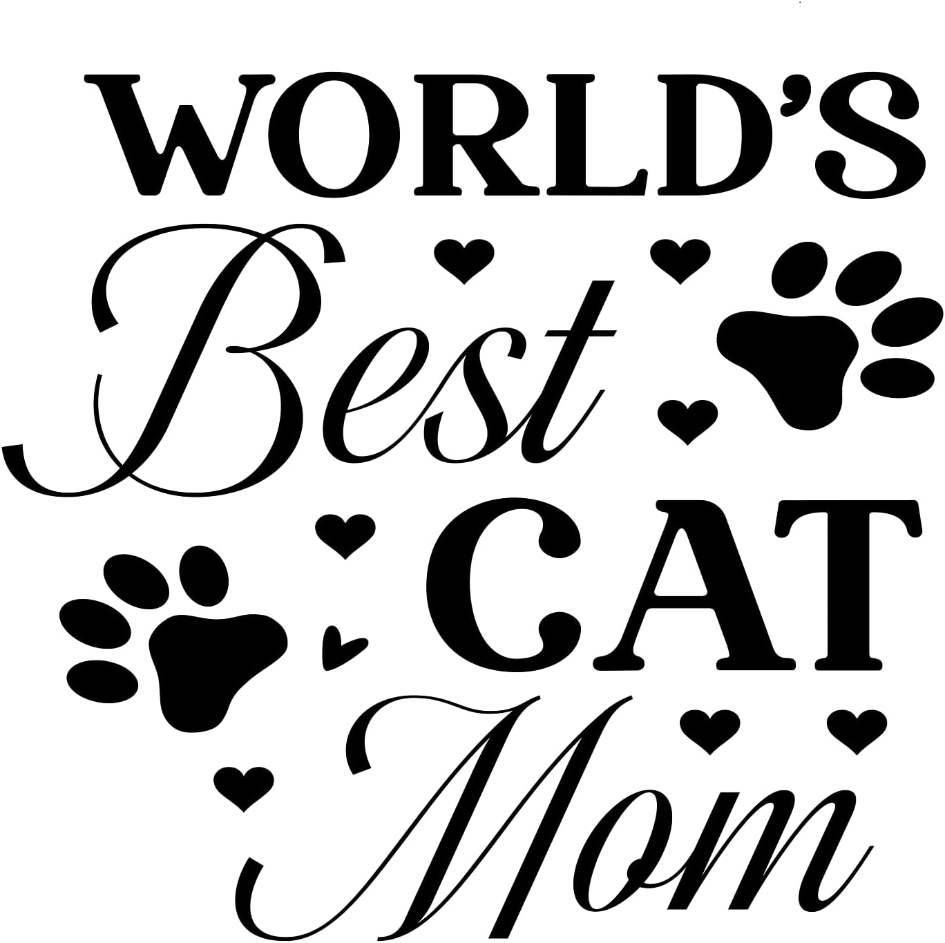 Inspirational Quote "World's Best Cat Mom" Motivational Sticker Vinyl Decal Motivation Stickers- 5" Vinyl Sticker Waterproof