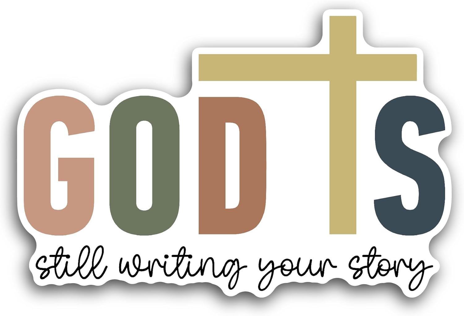 2 (Pieces) 3" and 5" God is Still Writing Your Story Text Sticker, Waterproof Vinyl Decals for Many Purpose Like Cars, Trucks, Laptops, Phones, Windows and More