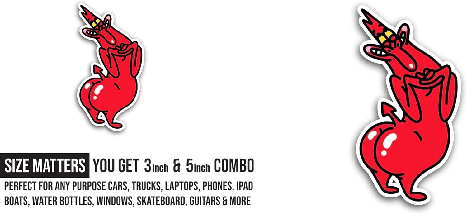 2 (Pieces) 3" and 5" Red Guy Sticker, Waterproof Vinyl Decals for Many Purpose Like Cars, Trucks, Laptops, Phones, Windows and More