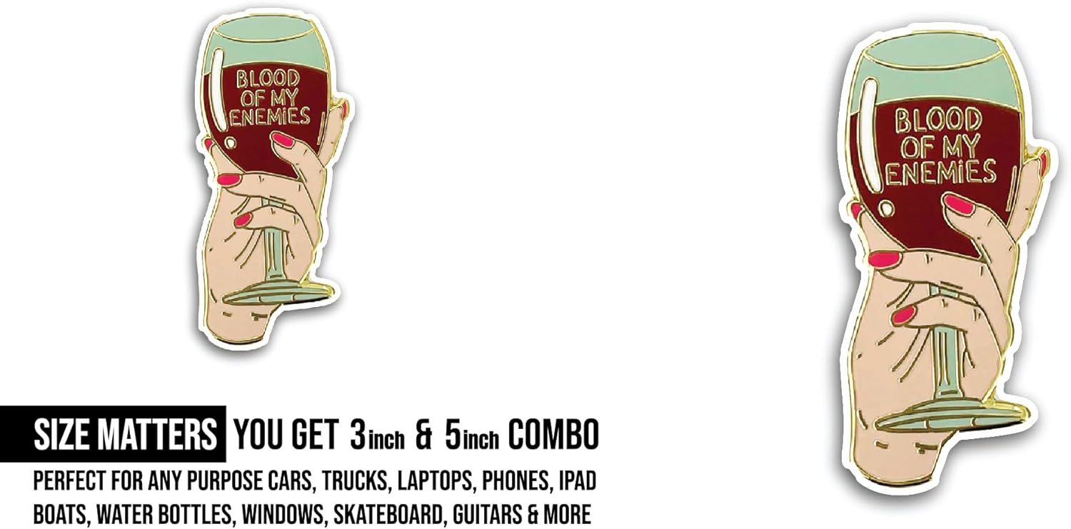 2 (Pieces) 3" and 5" Blood of My Enemies Sticker, Waterproof Vinyl Decals for Many Purpose Like Cars, Trucks, Laptops, Phones, Windows and More