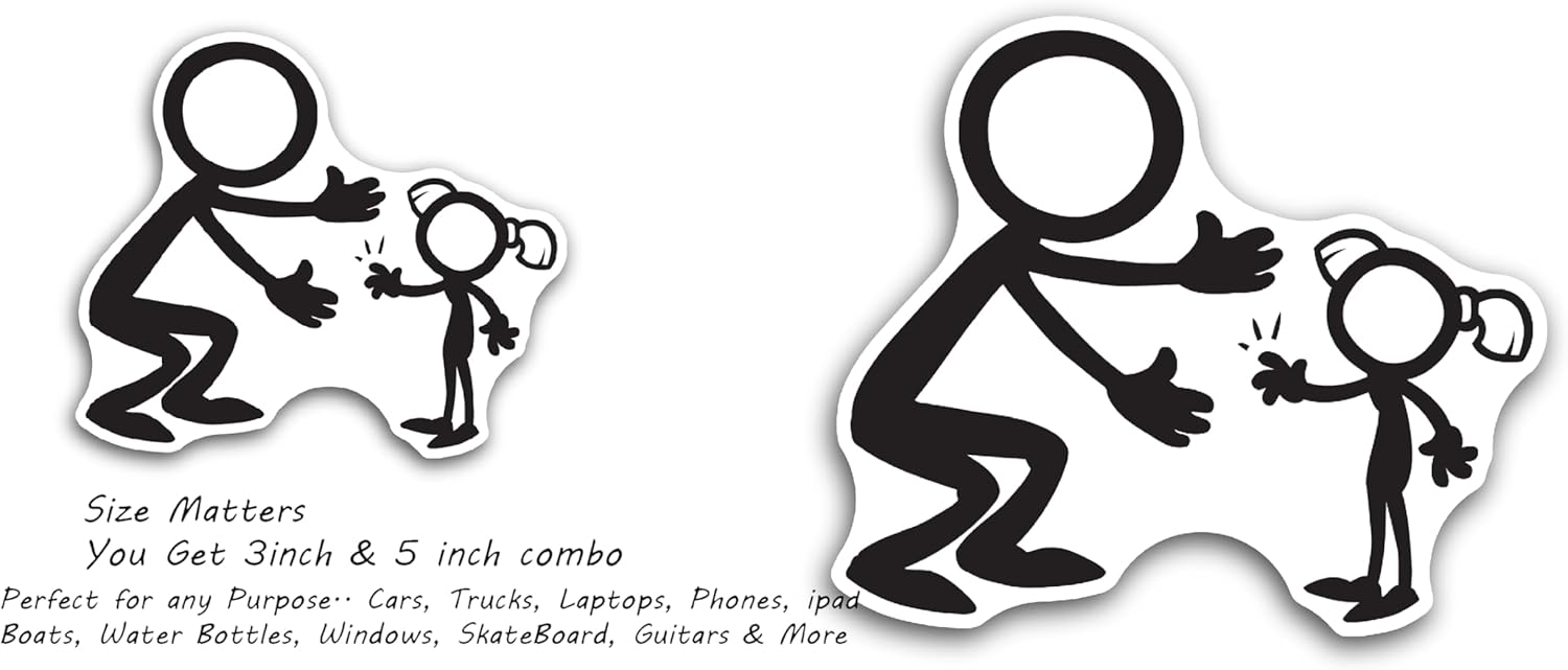 2 (Pieces) 3" and 5" Mother Hugging Kid Decal Sticker, Waterproof Vinyl Decals for Many Purpose Like Cars, Trucks, Laptops, Phones, Windows and More