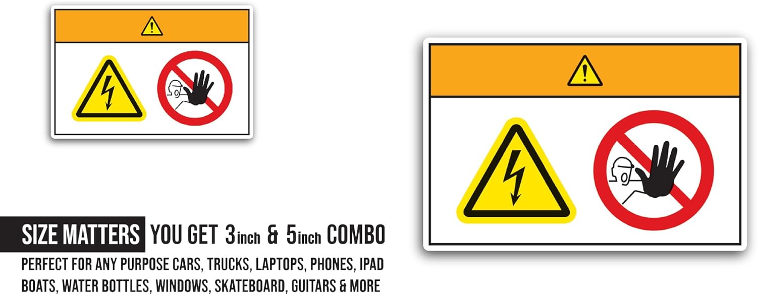 2 (Pieces) 3" and 5" Danger High Voltage Do Not Touch Sticker, Waterproof Vinyl Decals for Many Purpose Like Cars, Trucks, Laptops, Phones, Windows and More
