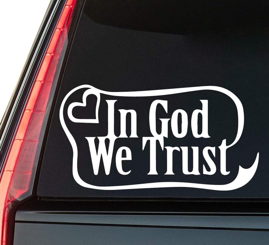 in God We Trust Window Vinyl Decal Sticker 6" (White), Waterproof Vinyl Decals for Many Purpose Like Cars, Trucks, Laptops, Phones, Windows and More