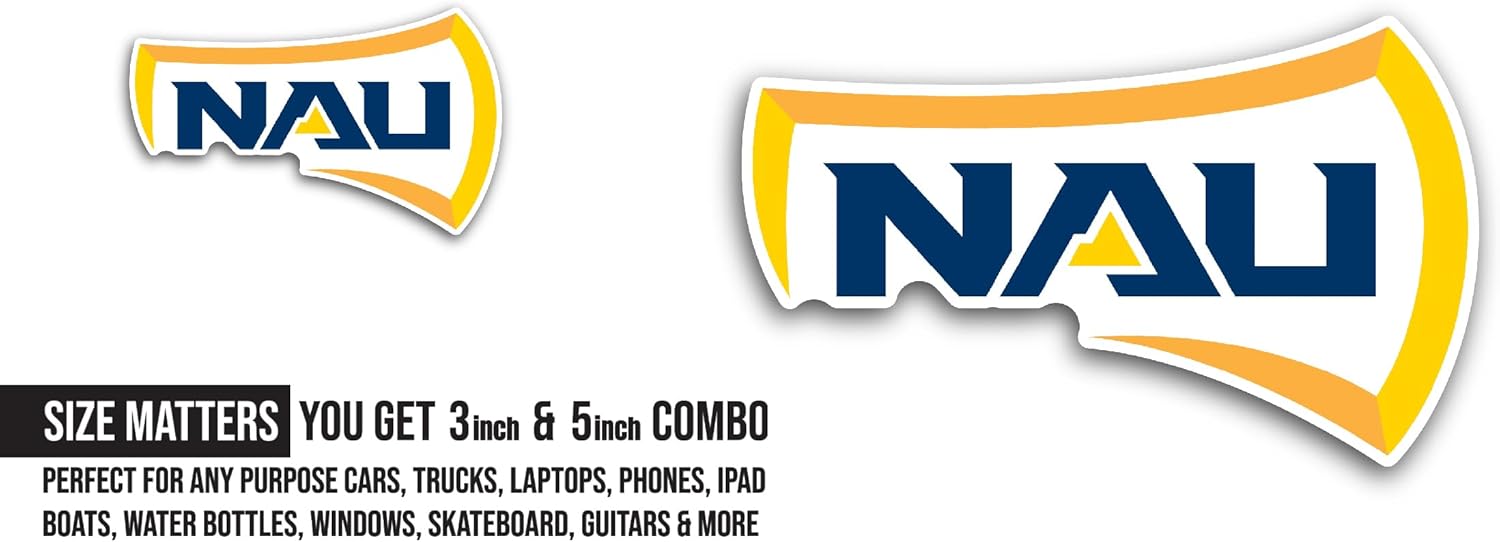 2 (Pieces) 3" and 5" Northern Ariz0na University Sticker, Waterproof Vinyl Decals for Many Purpose Like Cars, Trucks, Laptops, Phones, Windows and More