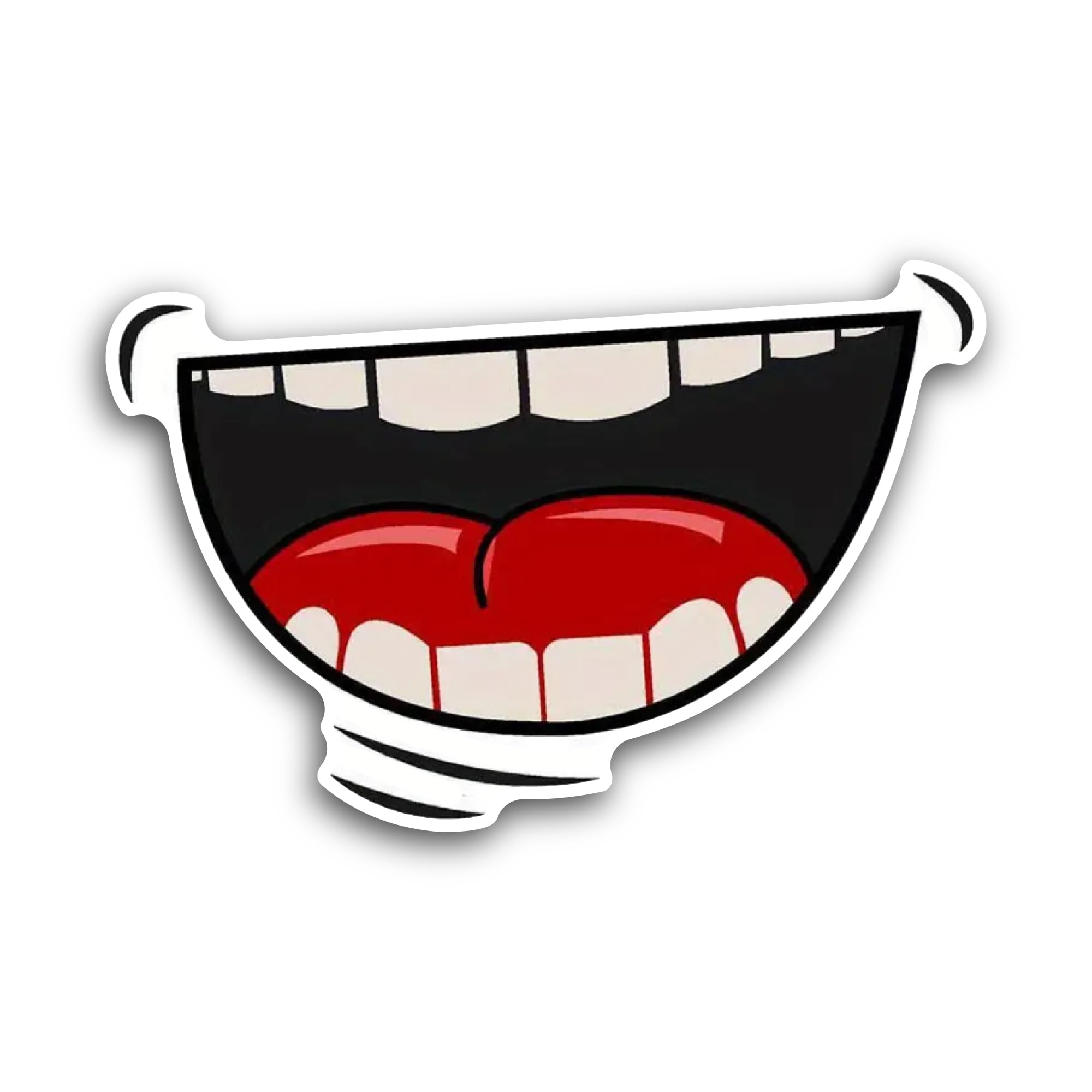 2 (Pieces) 3" and 5" Laughing Mouth with Teeth Sticker, Waterproof Vinyl Decals for Many Purpose Lik