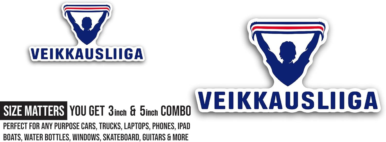 2 (Pieces) 3" and 5" Veikkausl1iga Sticker, Waterproof Vinyl Decals for Many Purpose Like Cars, Trucks, Laptops, Phones, Windows and More