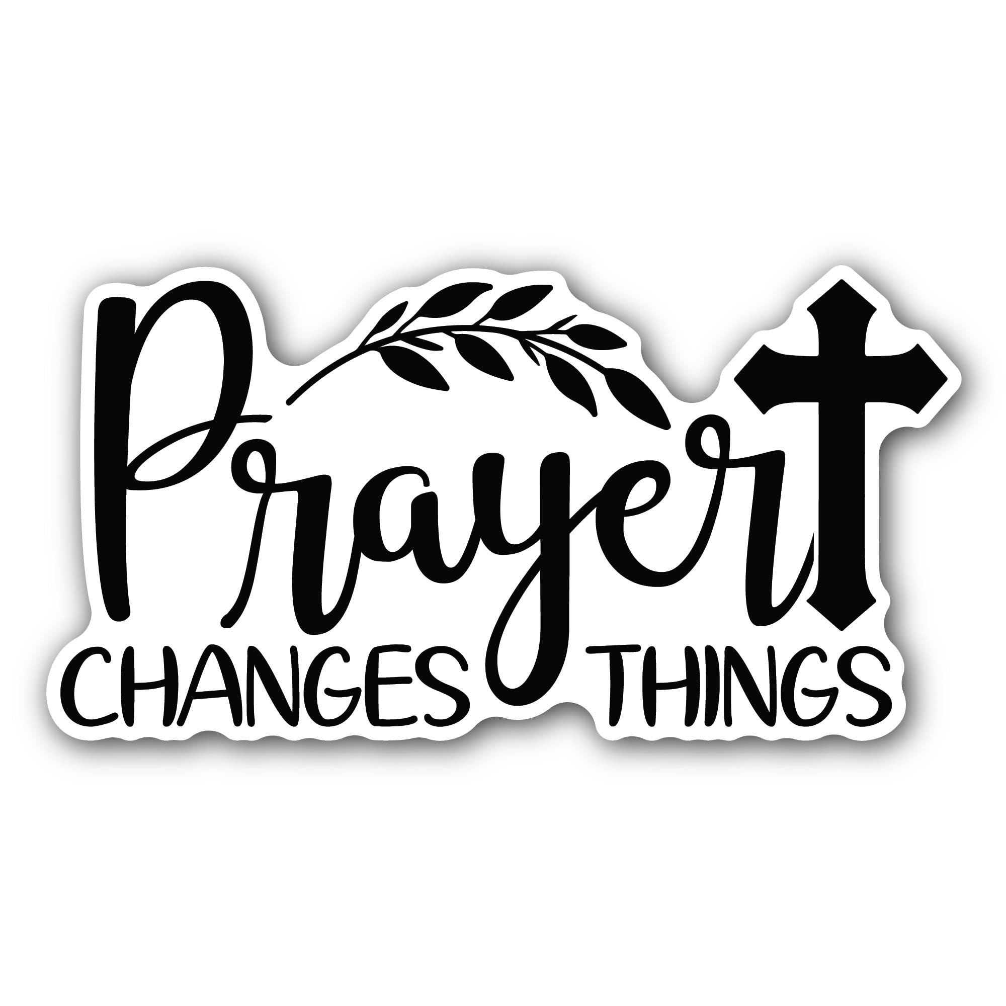 2 (Pieces) 3" and 5" Prayer Changes Things Text Sticker, Waterproof Vinyl Decals for Many Purpose Li