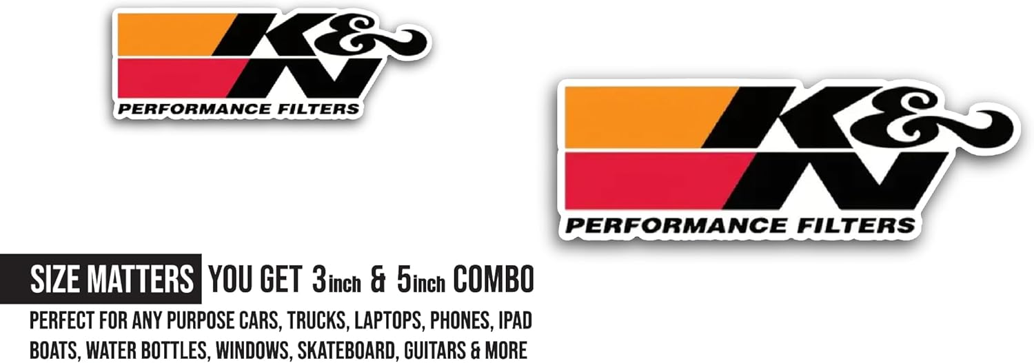 2 (Pieces) 3" and 5" Performance Filters Text Sticker, Waterproof Vinyl Decals for Many Purpose Like Cars, Trucks, Laptops, Phones, Windows and More