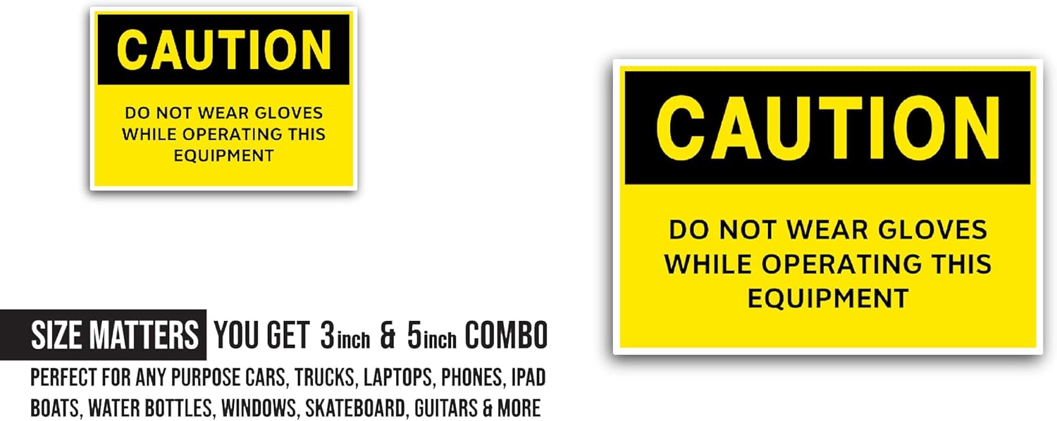 2 (Pieces) 3" and 5" Do Not Wear Gloves Sticker, Waterproof Vinyl Decals for Many Purpose Like Cars, Trucks, Laptops, Phones, Windows and More