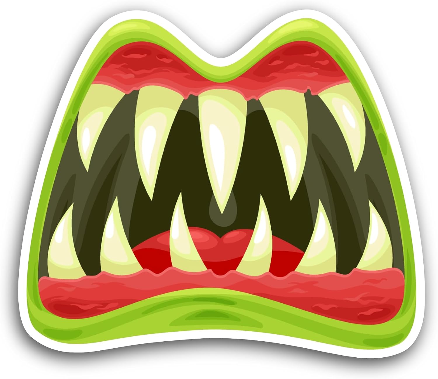 2 (Pieces) 3" and 5" Monster Mouth with Teeth Sticker, Waterproof Vinyl Decals for Many Purpose Like Cars, Trucks, Laptops, Phones, Windows and More