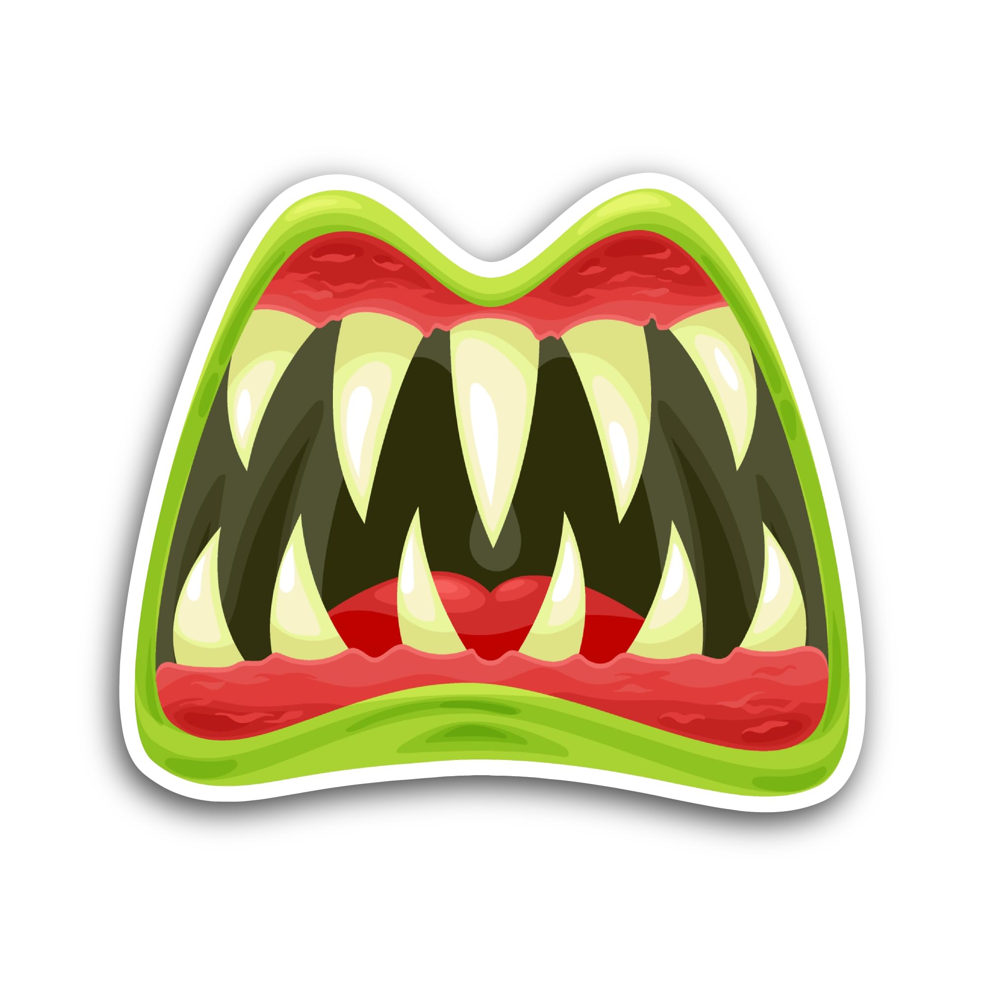 2 (Pieces) 3" and 5" Monster Mouth with Teeth Sticker, Waterproof Vinyl Decals for Many Purpose Like