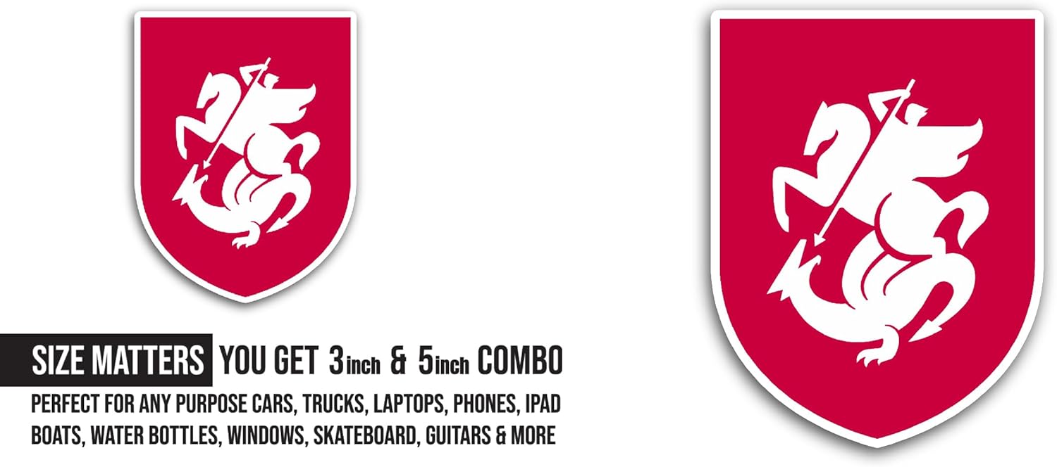 2 (Pieces) 3" and 5" Ge0rgia National F00tball Team Sticker, Waterproof Vinyl Decals for Many Purpose Like Cars, Trucks, Laptops, Phones, Windows and More