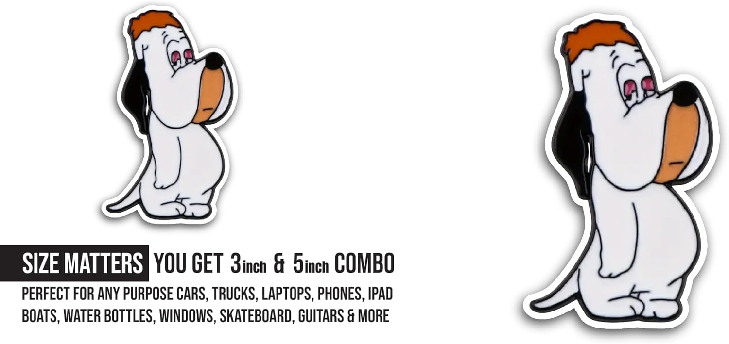 2 (Pieces) 3" and 5" Cute White Dog Sticker, Waterproof Vinyl Decals for Many Purpose Like Cars, Trucks, Laptops, Phones, Windows and More