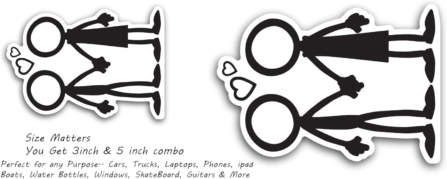2 (Pieces) 3" and 5" Couple Romancing Decal Sticker, Waterproof Vinyl Decals for Many Purpose Like Cars, Trucks, Laptops, Phones, Windows and More