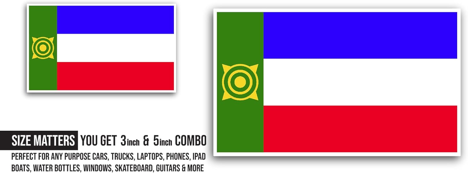 2 (Pieces) 3" and 5" Khakassia Flag Sticker, Waterproof Vinyl Decals for Many Purpose Like Cars, Trucks, Laptops, Phones, Windows and More