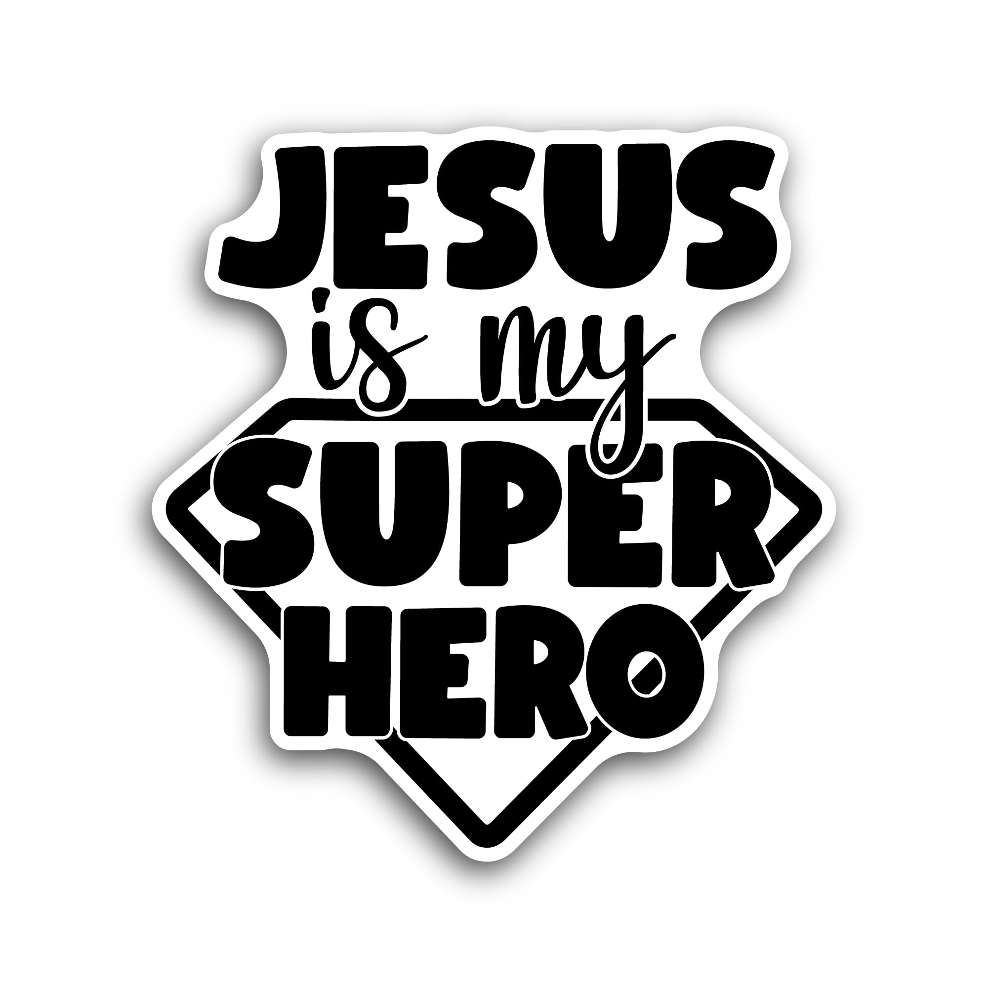 2 (Pieces) 3" and 5" Jesus is My Super Hero Text Sticker, Waterproof Vinyl Decals for Many Purpose L